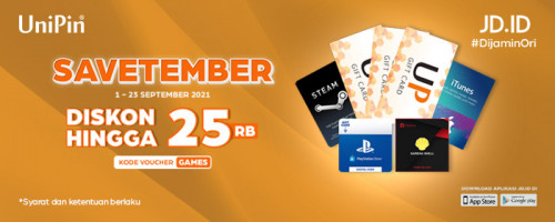 Savetember JDID Diskon hingga 25rb untuk Game Voucher